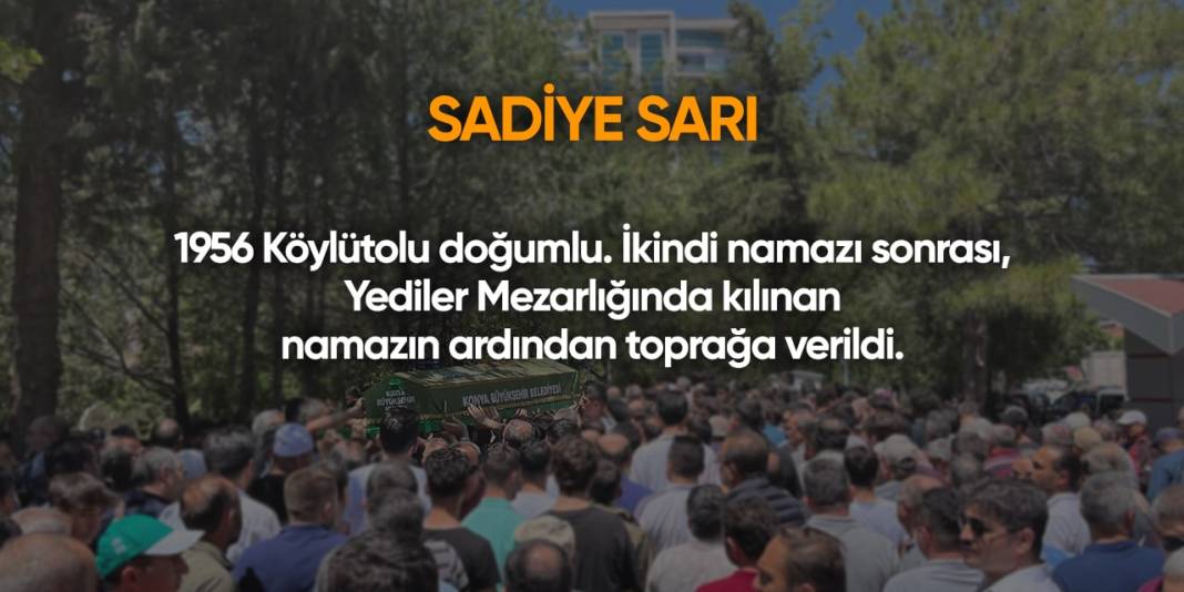 Konya'da bugün vefat edenler | 25 Temmuz 2024 19